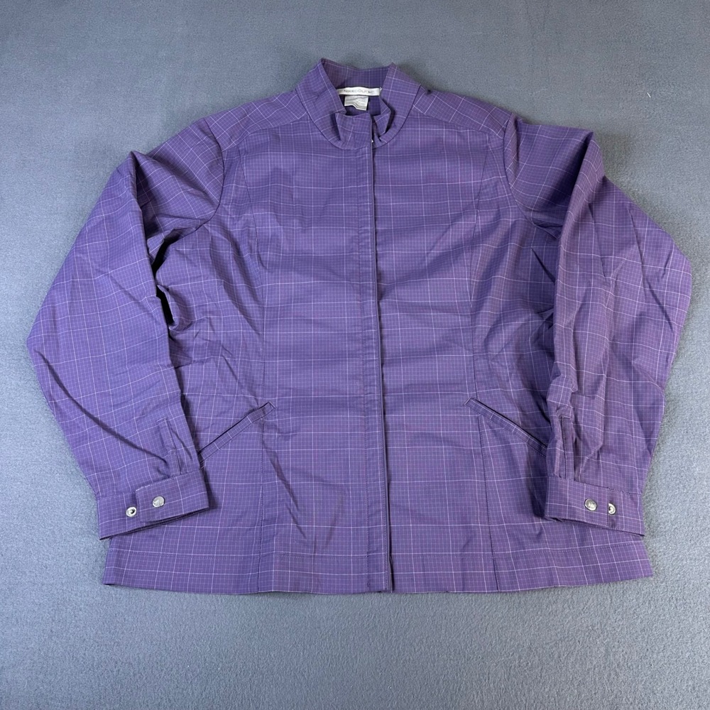 Nike Golf Womens XL Purple Grid NikeFit Dry Full Zip Mock Neck Jacket